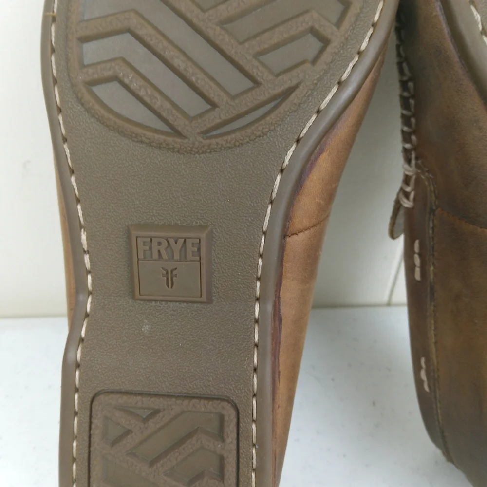 Frye Brown Leather Men’s Moccasin Loafers Size 7 Lewis Venetian Driving Shoes