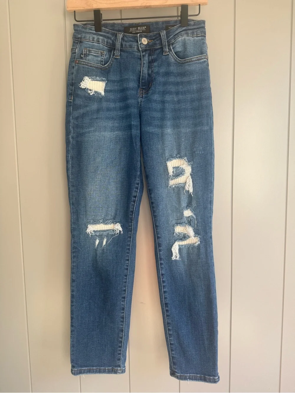 Judy Blue Jeans Women 25 Distressed Boyfriend Fit Dark Wash Boutique Preppy