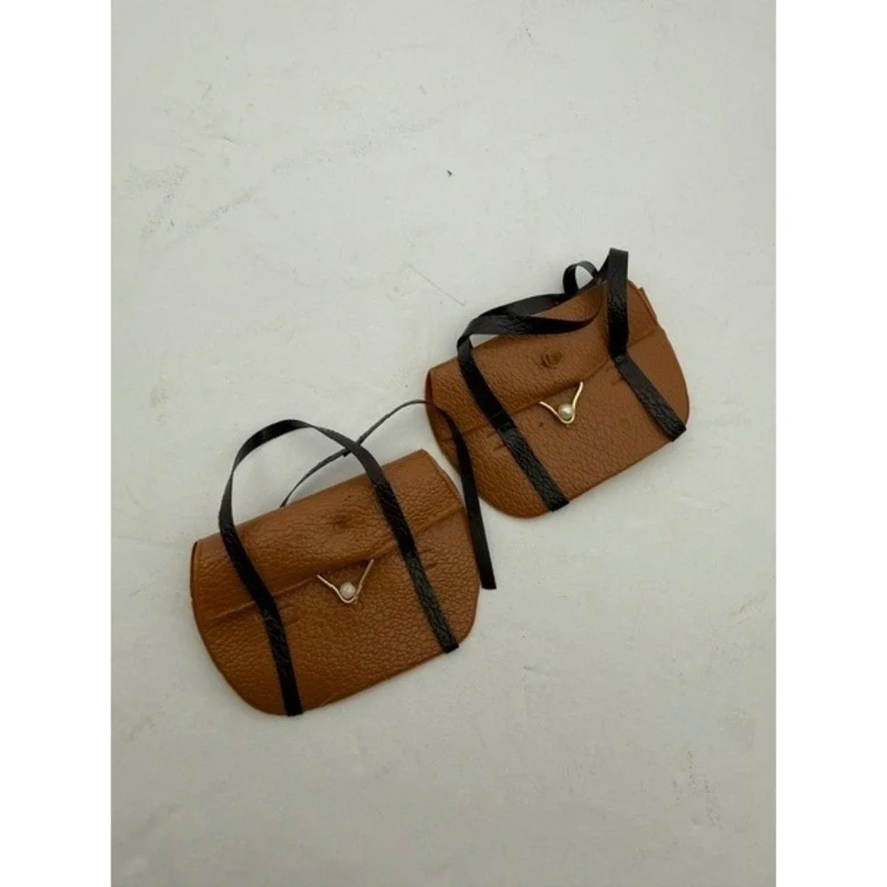 Vintage Fashion Doll Barbie messenger Saddle Bags Brown Pebbled plastic vinyl
