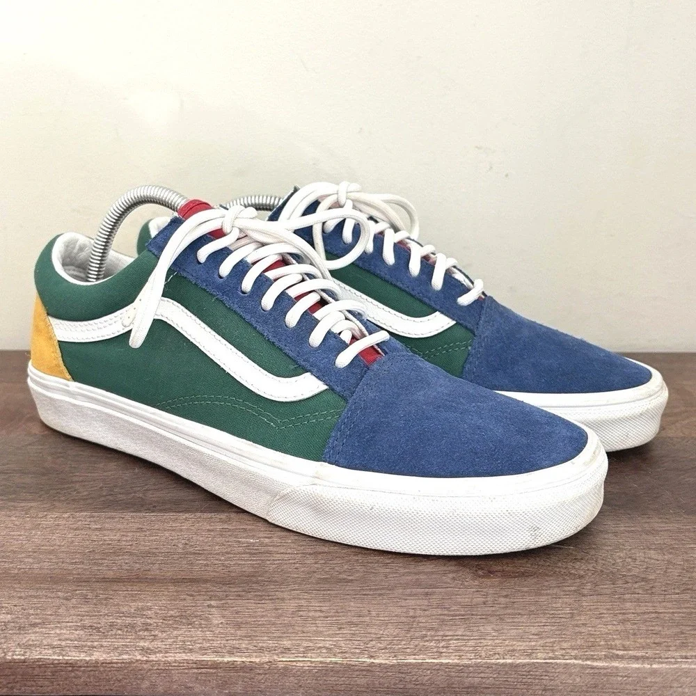 Vans Old Skool Yacht Club Shoes Blue Green‎ Yellow Retro Suede Skater Men 10
