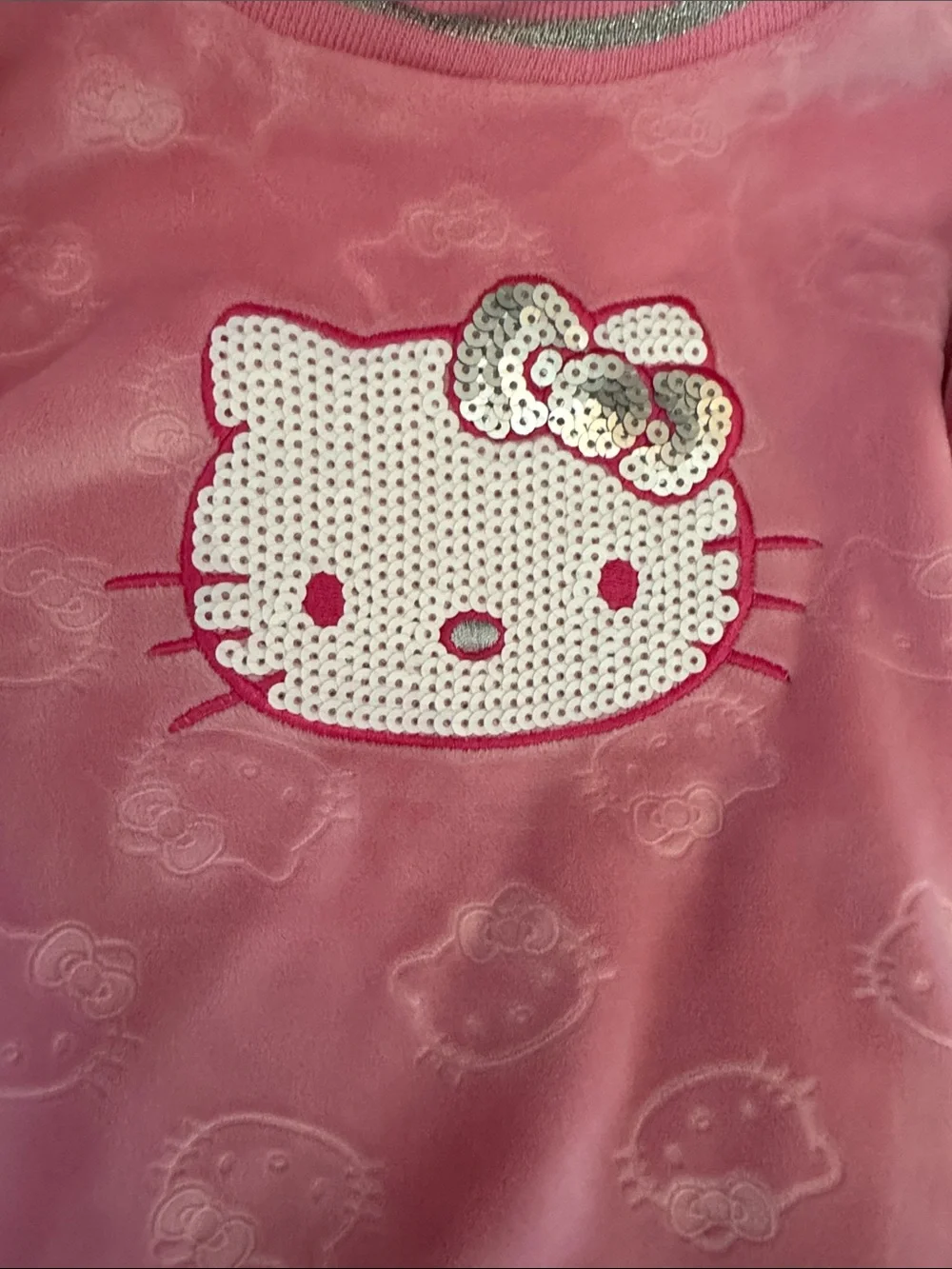 Hello Kitty Pink Velour Two-Piece Super Soft Set with Ruffle Shoulders