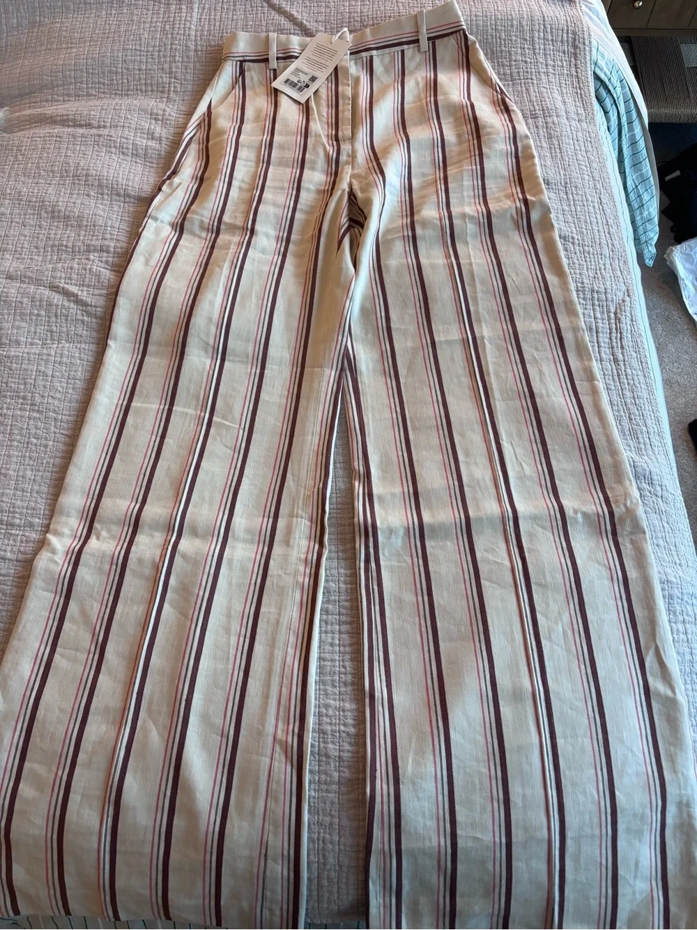 NWT Sézane Antonina Jacket in Stripes Beige Pink Brown Size 4/36
