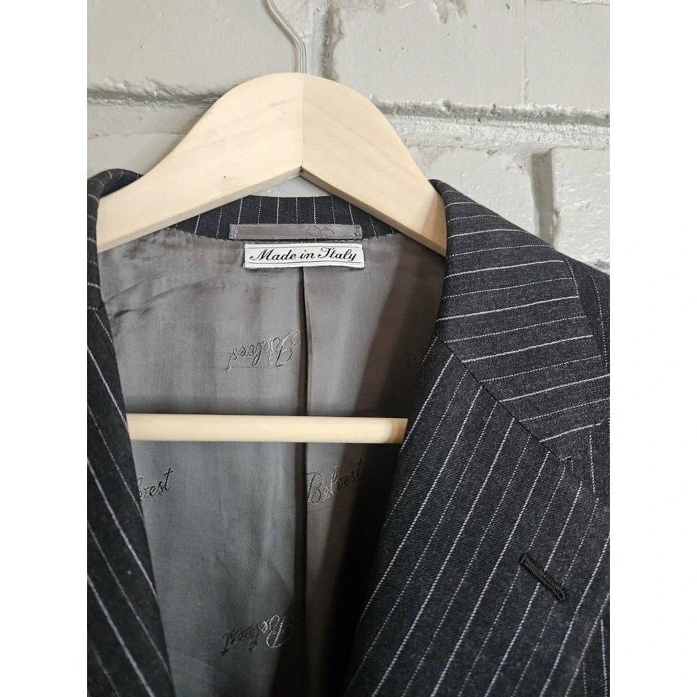 Belvest Wilkes Bashford Men's Suit Jacket Blazer Black Pinstripe‎ EU50 US40