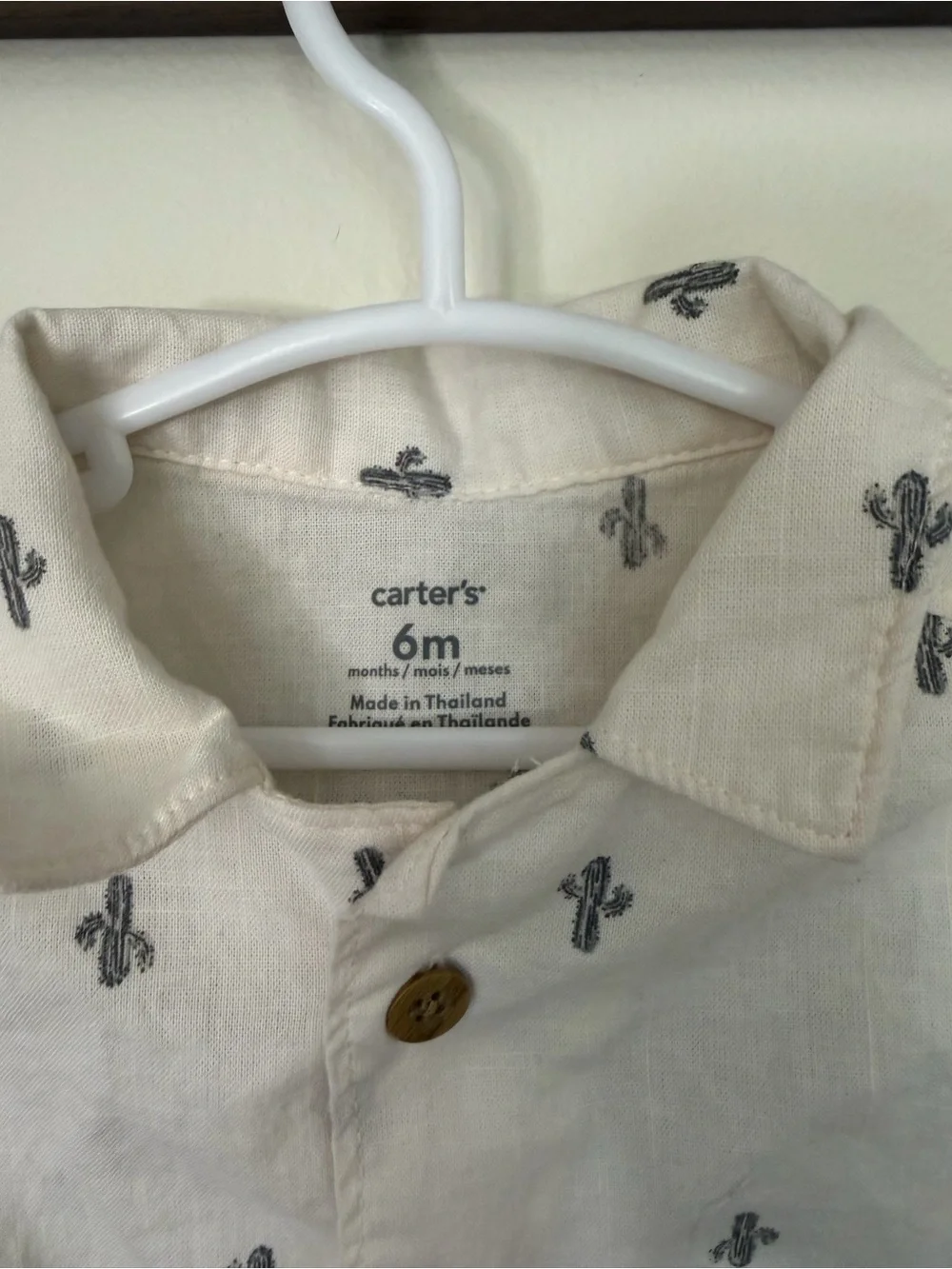 Carter's Cream Cactus Button-Up Shirt - 6M