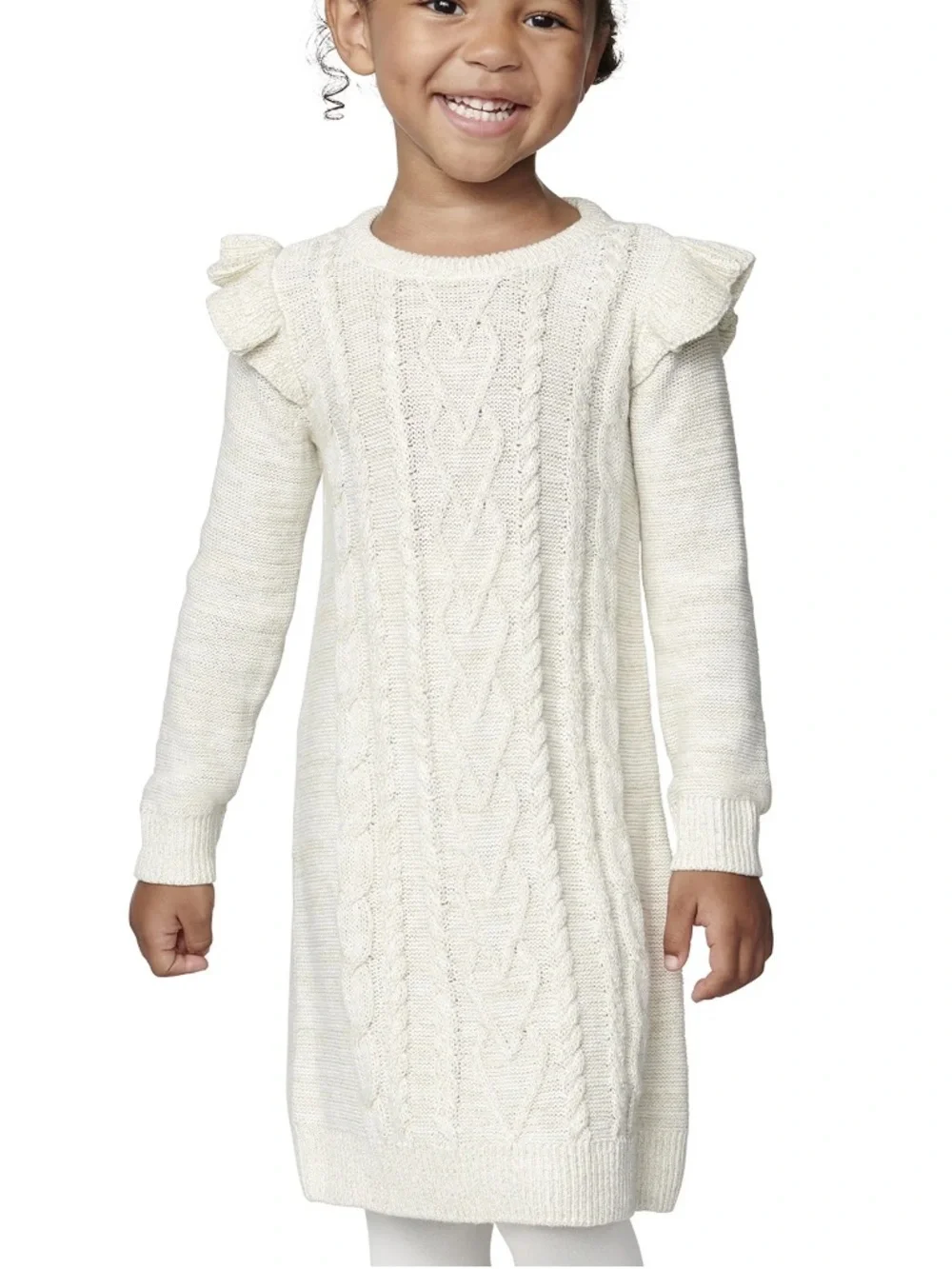 Carter's Sweater Dress White Ruffle Cableknit 6-6x