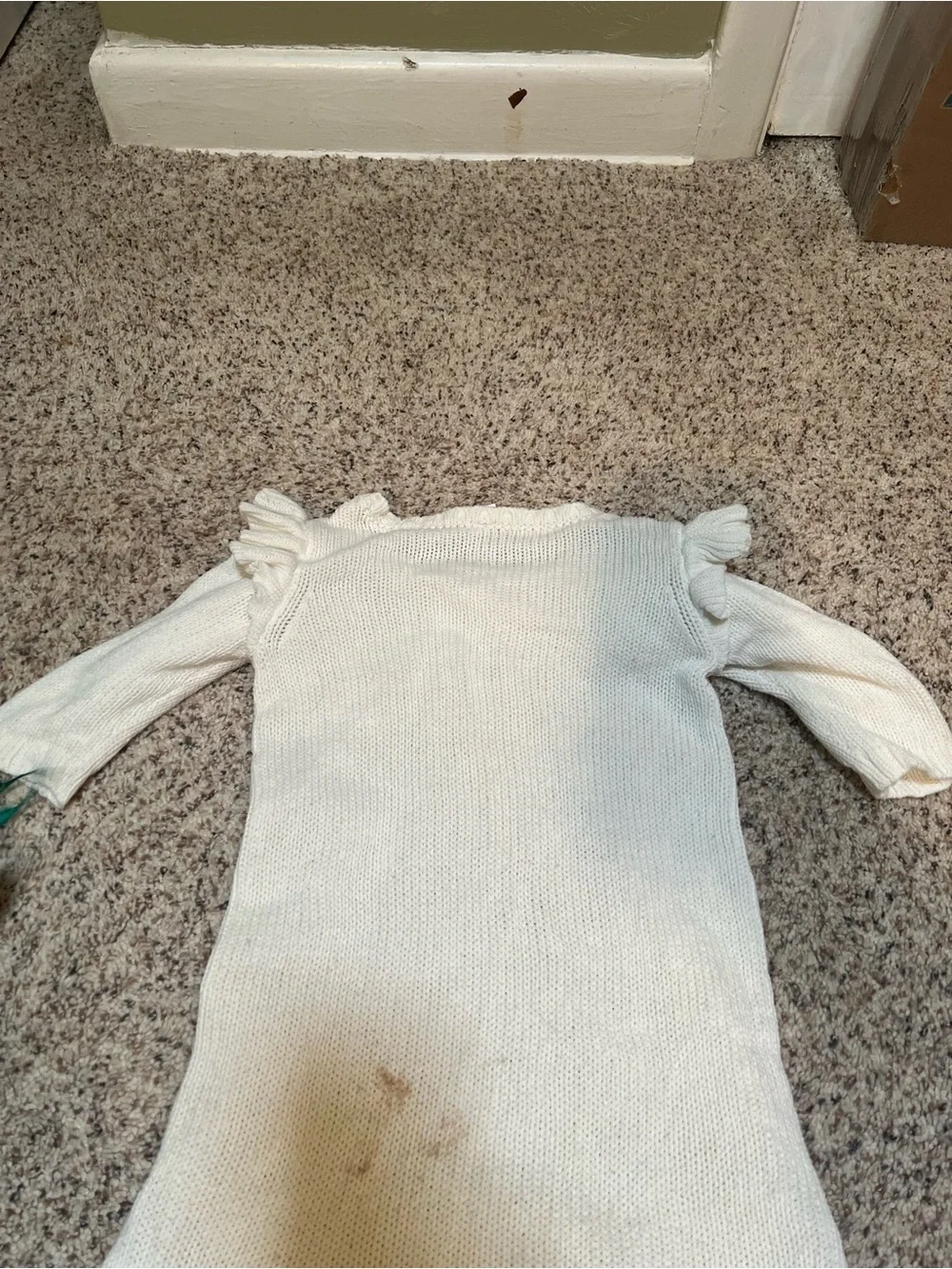 Carter's Sweater Dress White Ruffle Cableknit 6-6x