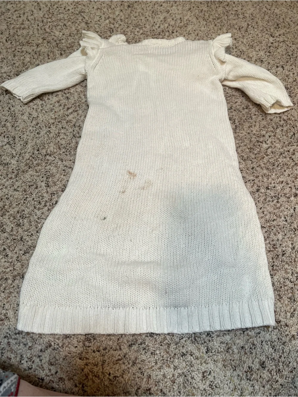 Carter's Sweater Dress White Ruffle Cableknit 6-6x