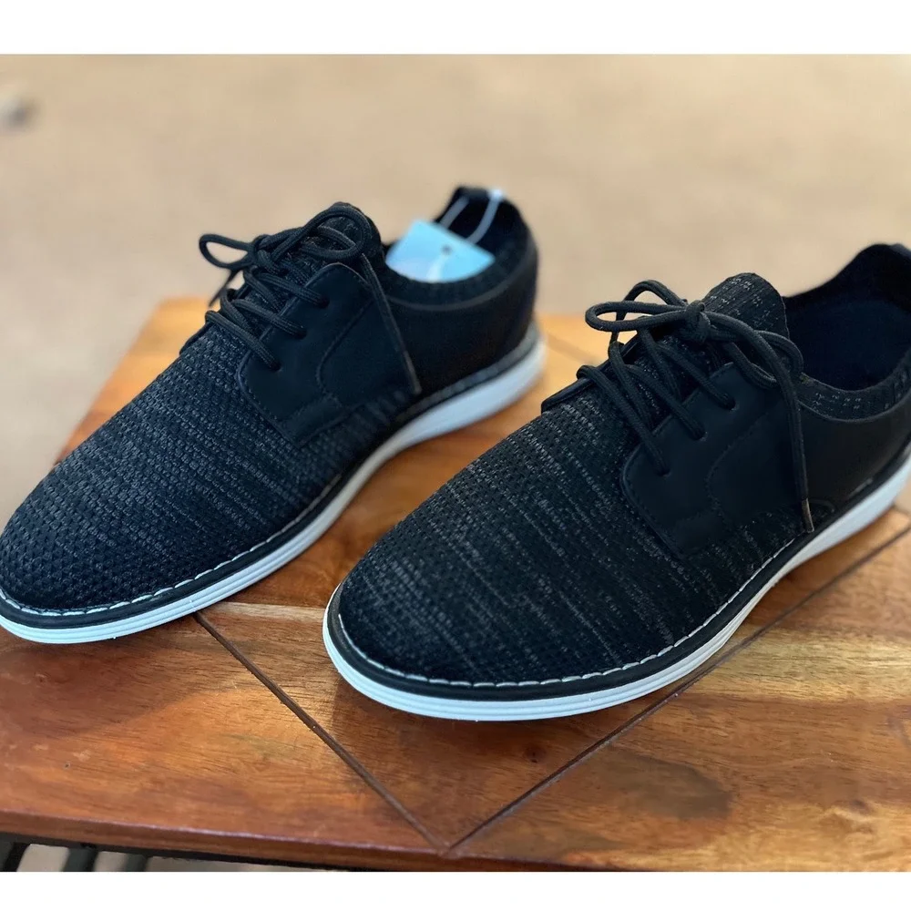 Cat & Jack Kids Black Knit Hybrid Dress Oxford Sneakers‎ Size 4  (Big boy) NEW