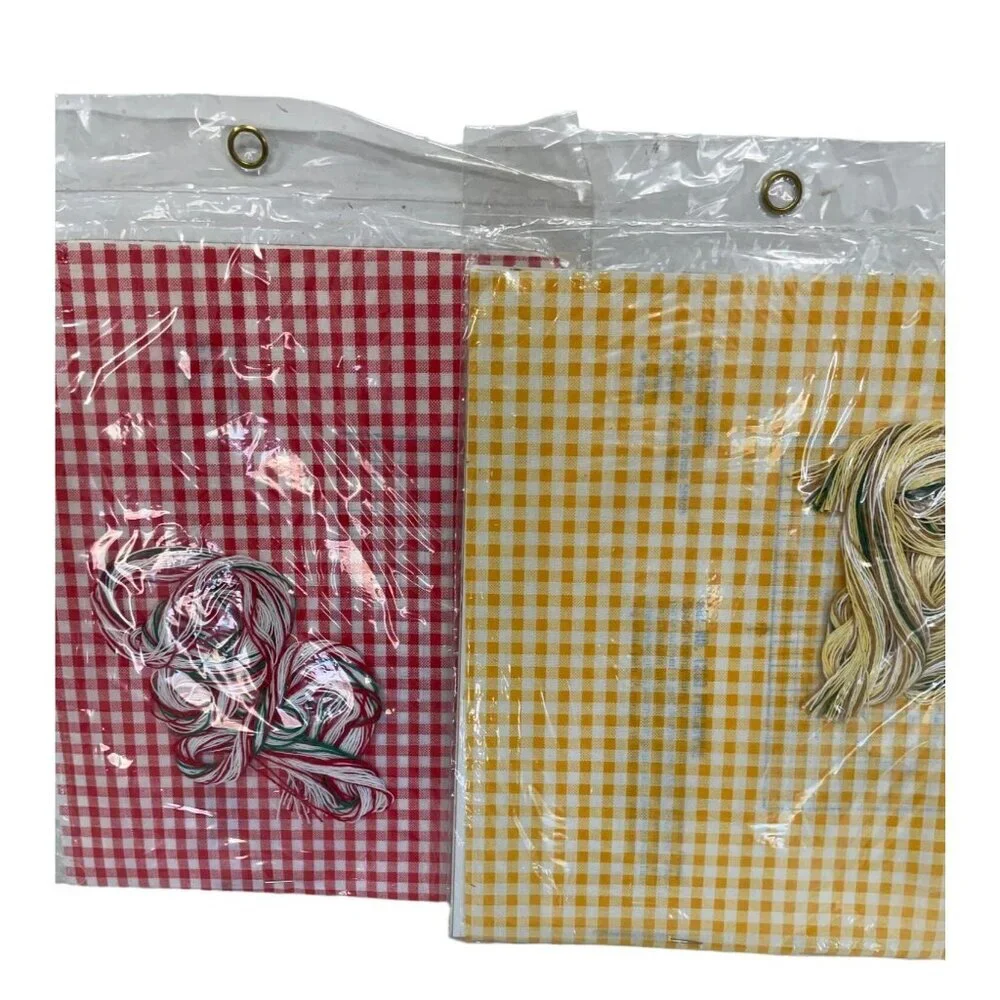 Gingham Teneriffe Embroidery Farmhouse Primitive Kit Lot‎ of 2 Pineapple Flower
