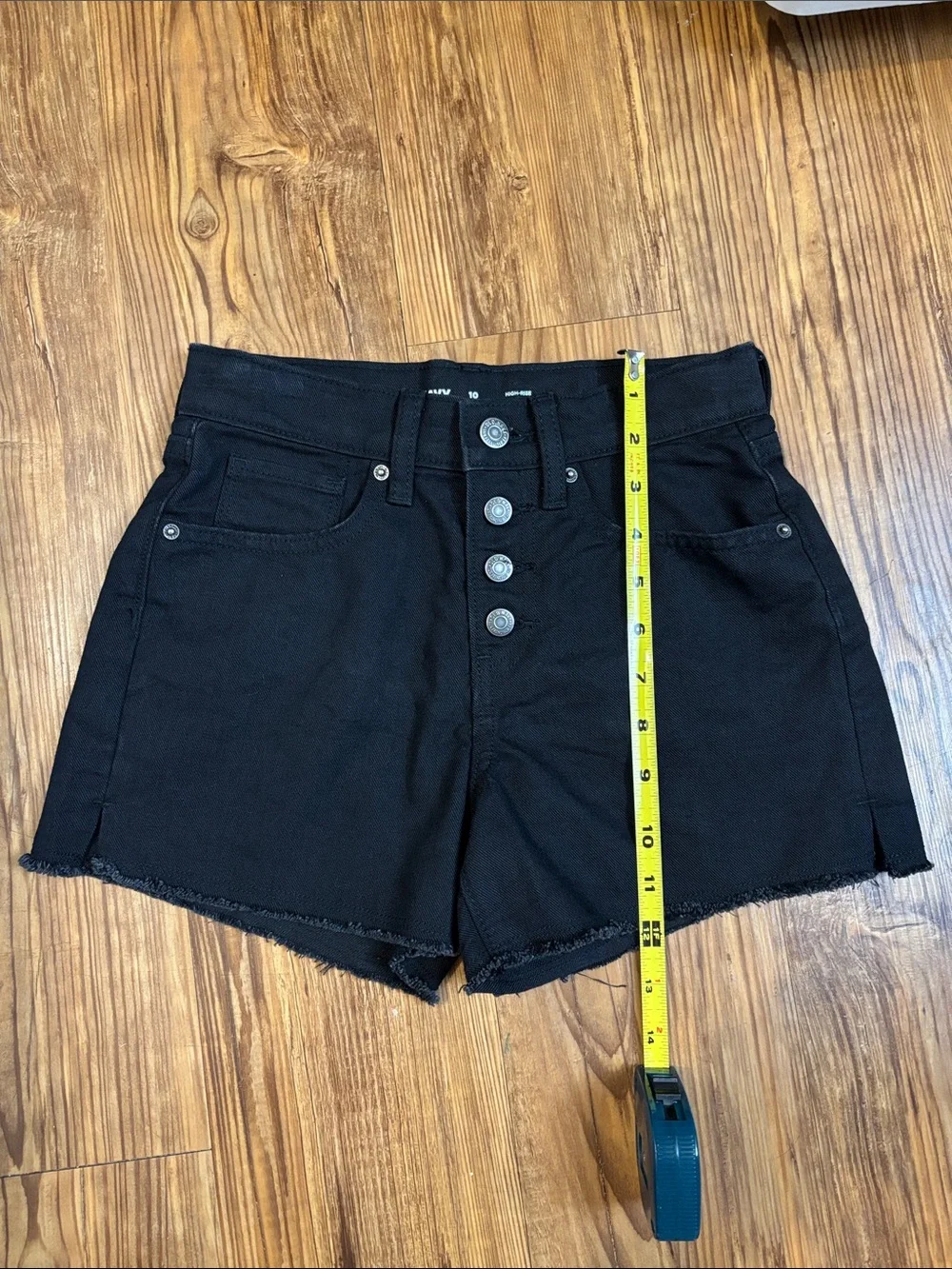 Old Navy Black Button-Front High-Rise Denim Shorts