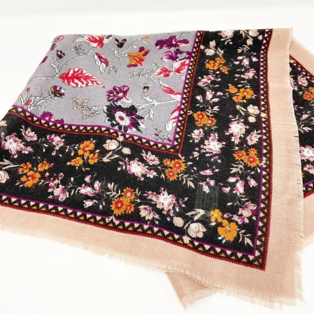 VINTAGE CHALLIS by Berkshire | Floral Black Tan Gray 29
