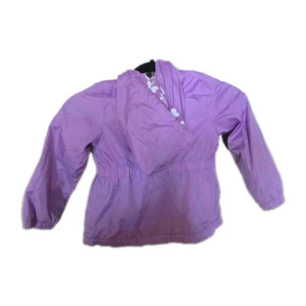 OshKosh B'gosh Girls 4T Purple Hooded Windbreaker Jacket Ruffle‎ Lightweight Zip