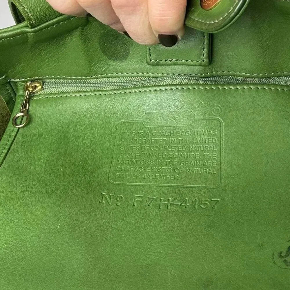 Coach Vintage 90s Waverly Soho Buckle Tote Green Leather 4157