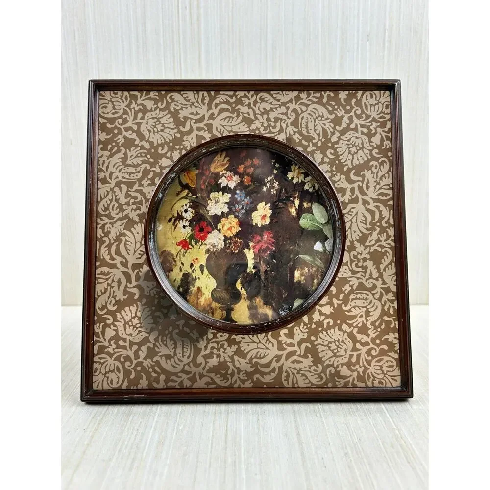 Italian Still Life Floral Bouquet in Framed w/Stand Vintage‎