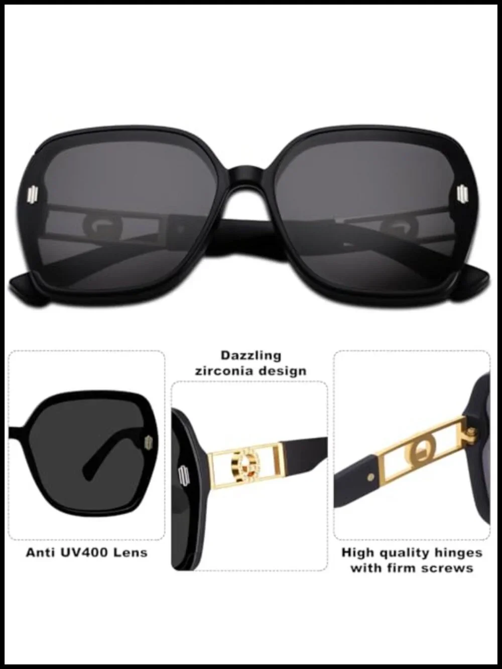 2 Pcs Retro 70s Square Sunglasses Oversized Vintage UV400 Protection