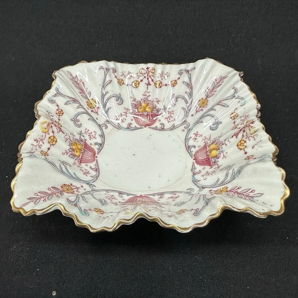 WM Adderley WAA & Co Porcelain Florette‎ Depose Victorian Antique Red White Dish