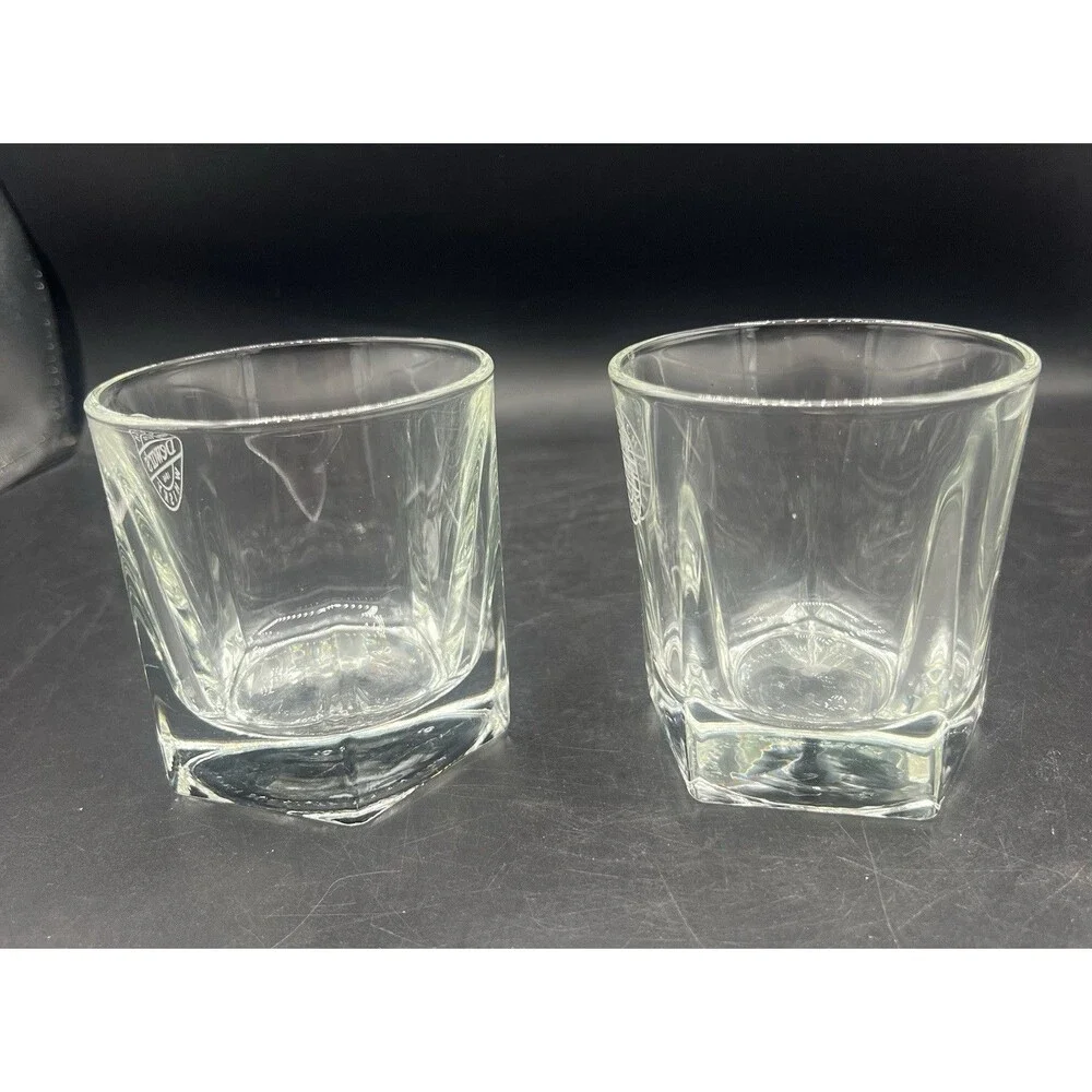 VTG Libbey Duratuff Dewar’s Scotch Whisky Lowball Rocks Glasses Set of 2 Etched