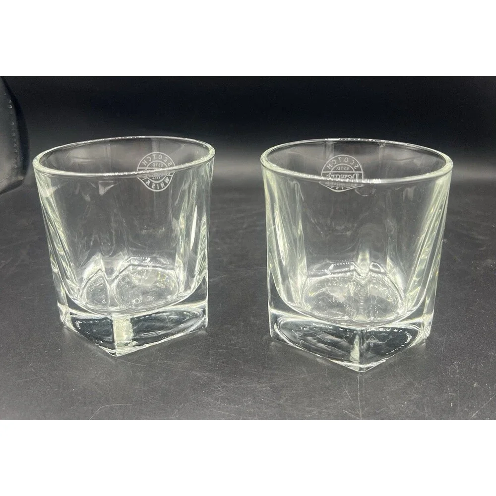 VTG Libbey Duratuff Dewar’s Scotch Whisky Lowball Rocks Glasses Set of 2 Etched