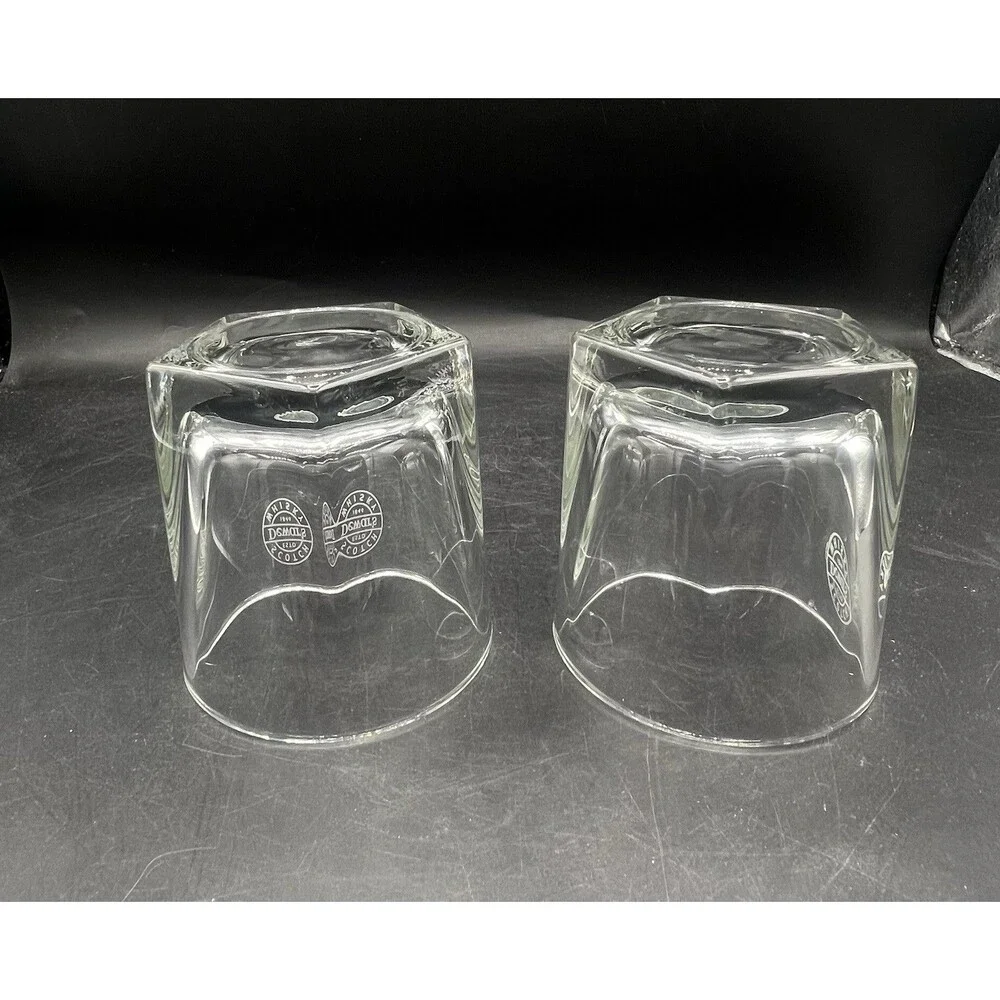 VTG Libbey Duratuff Dewar’s Scotch Whisky Lowball Rocks Glasses Set of 2 Etched