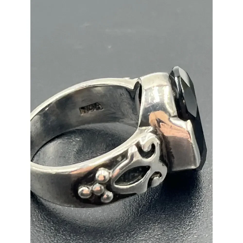 Silpada 925 Sterling‎ Silver Black Chalcedony Ring Sz 8.5, 10.13 grams #R1410