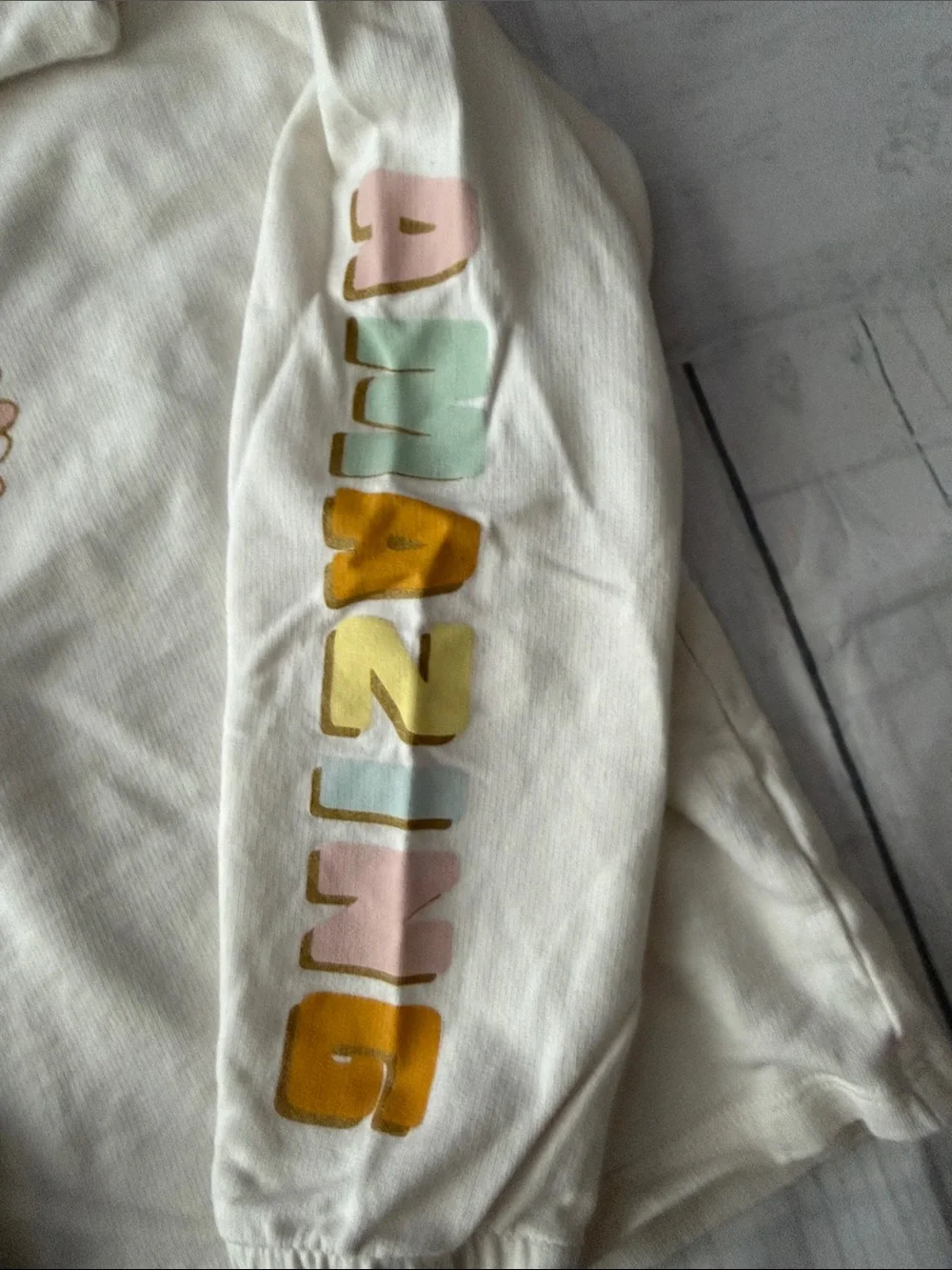 Carter's Cream Hoodie with Daisy Chest and Color-Block Sleeve Letters