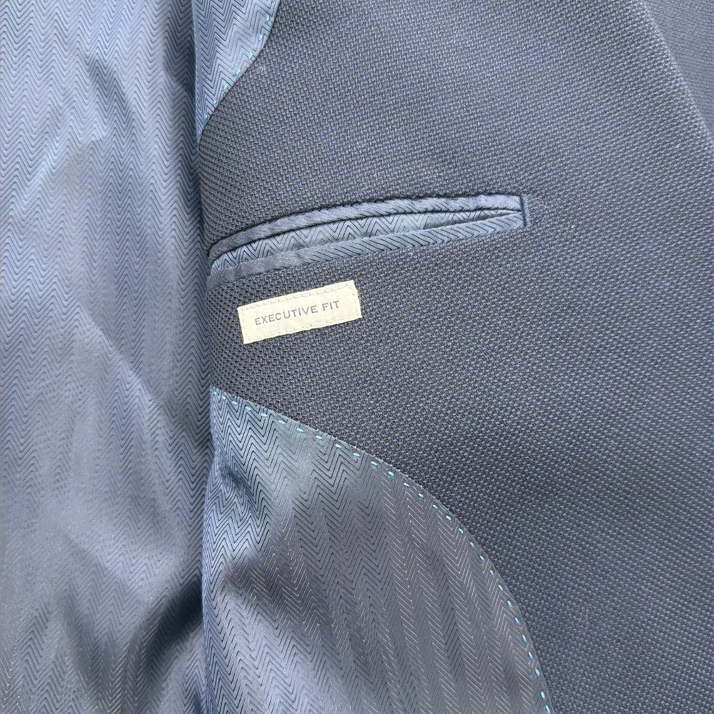 Joseph Abboud Blazer Reda Wool Executive Fit Navy Blue Men 46 Long