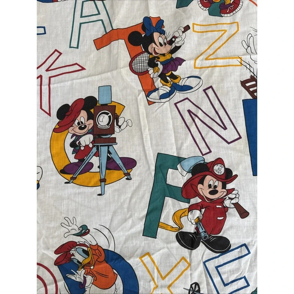 Disney Vintage Dundee Mickey Mouse ABC Fitted Crib Sheet Toddler Bed USA