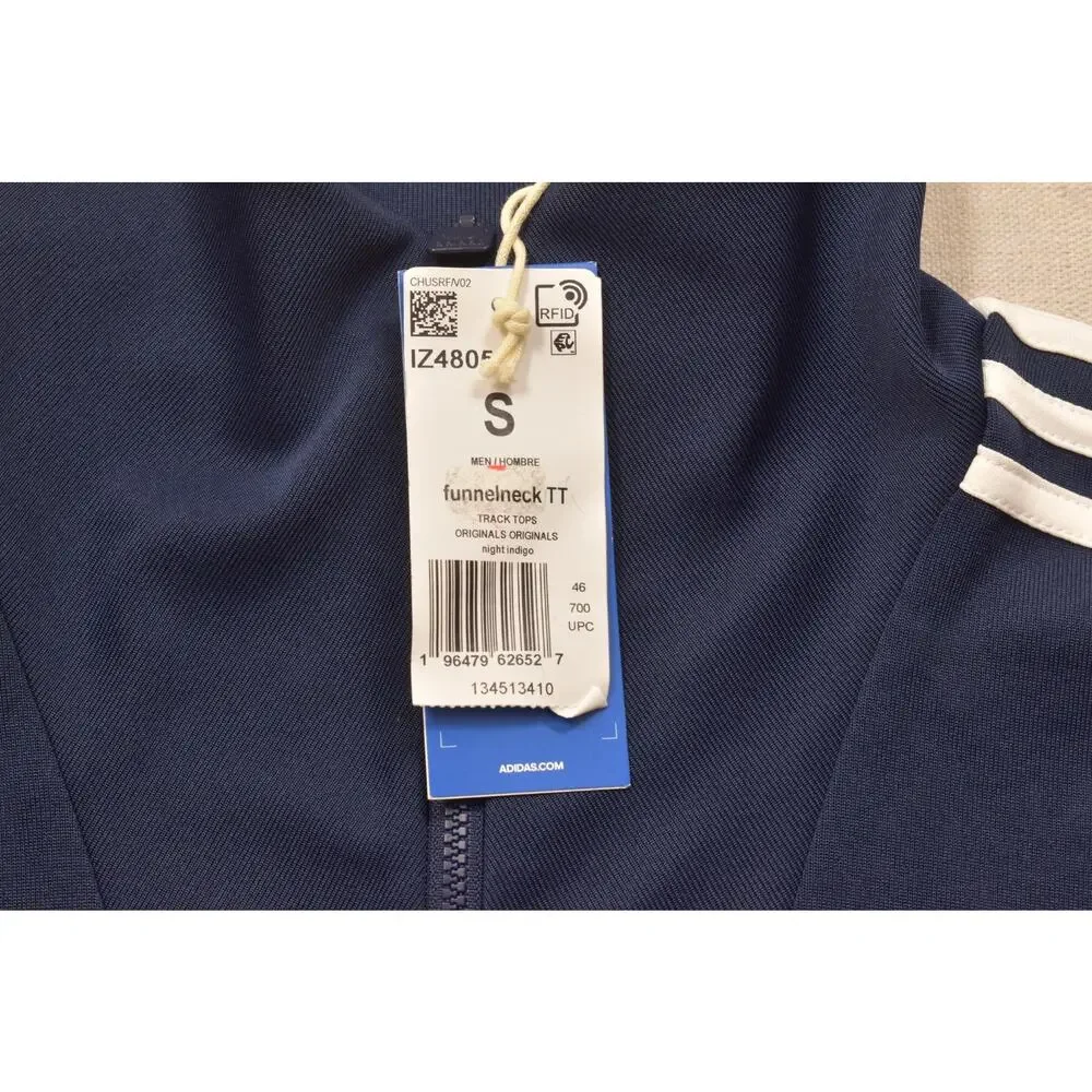 Adidas Originals Men's S Funnelneck TT Track Top Night Indigo Blue IZ4805 NWT