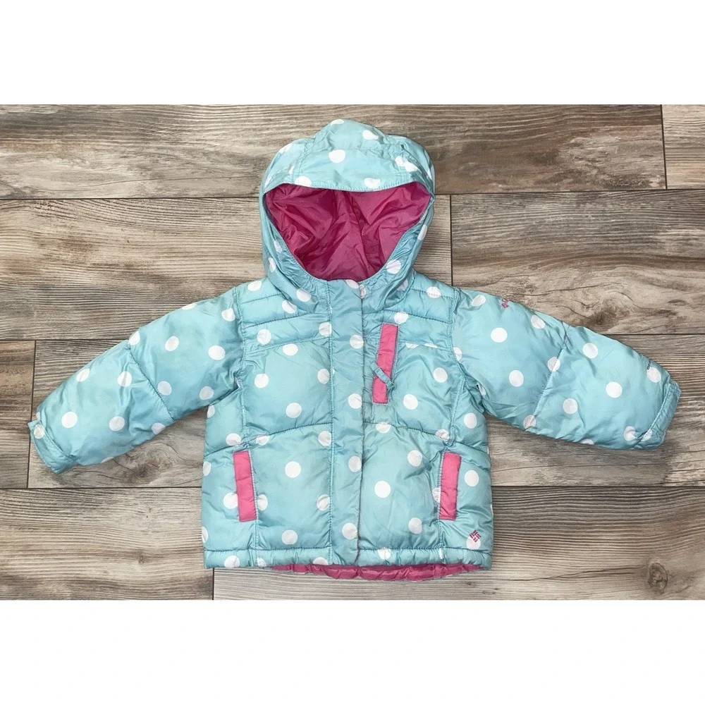 Columbia‎ Girls Polka Dot  Winter Puffer Coat Jacket Lined Size 2T