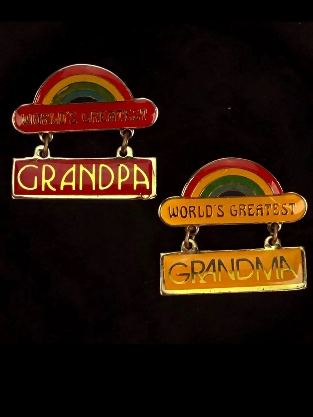 World's Greatest Grandpa and Grandma Brooch Pins