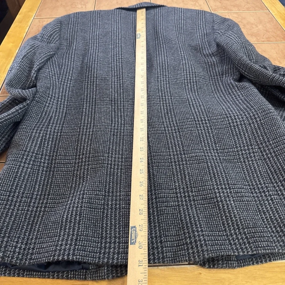 Savile Row Jacket Sz 40R Blue Houndstooth Plaid Wool Flannel Blazer Sport Coat
