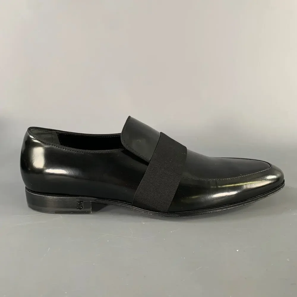 BURBERRY Size 7 Black Leather Slip On Loafers