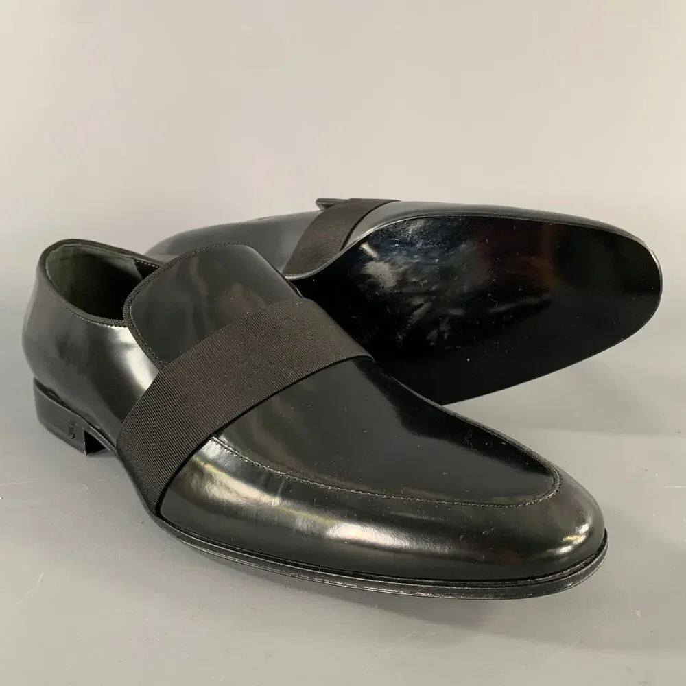 BURBERRY Size 7 Black Leather Slip On Loafers