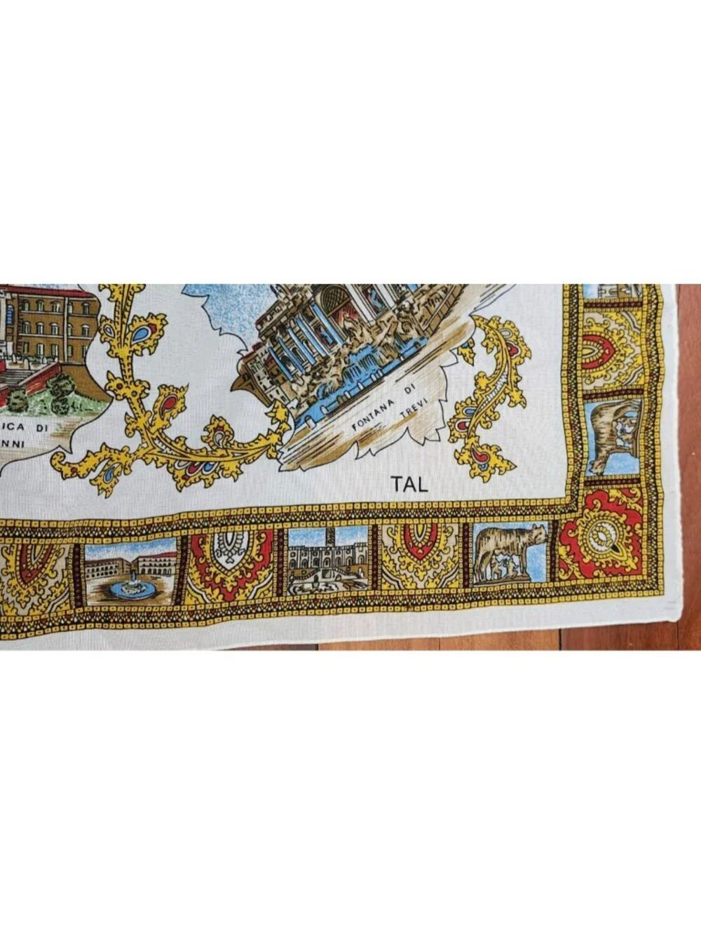 Vintage Roma Italy Scenic Square Scarf Made In Italy 100% Polyester Travel Print