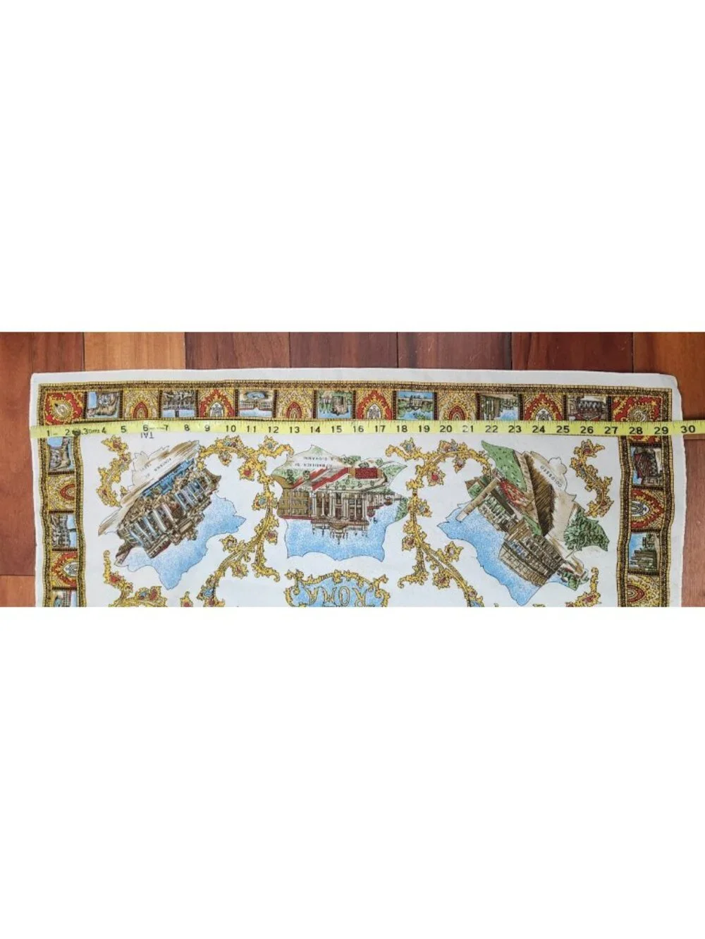 Vintage Roma Italy Scenic Square Scarf Made In Italy 100% Polyester Travel Print