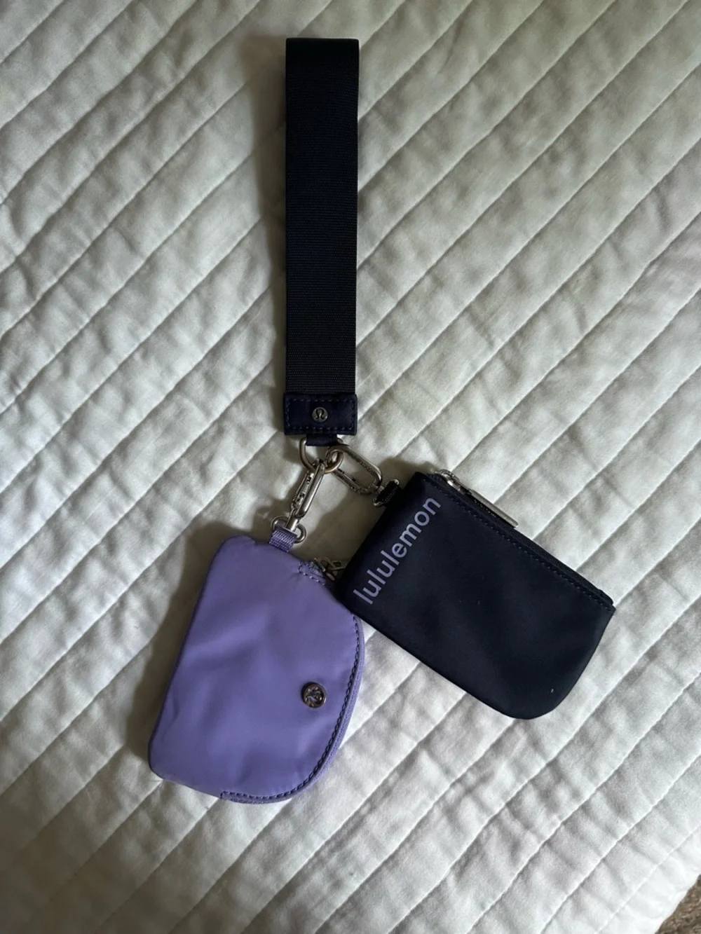 Lululemon Dual Pouch Wristlet Keychain - Lavender and Navy Blue