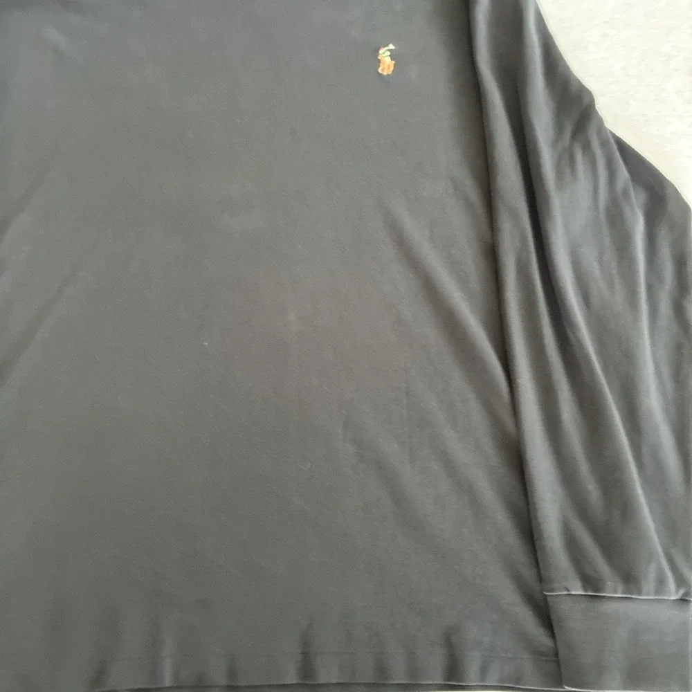 Polo Ralph Lauren Mens XXL Turtleneck Shirt Black Cotton Long Sleeve Flesh Pony