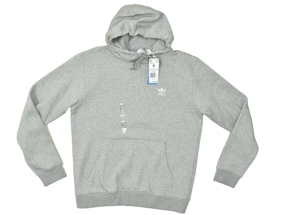 Adidas Men's Regular Size M Gray Essential Hoody Sweatshirt Trefoil NEW IM4525