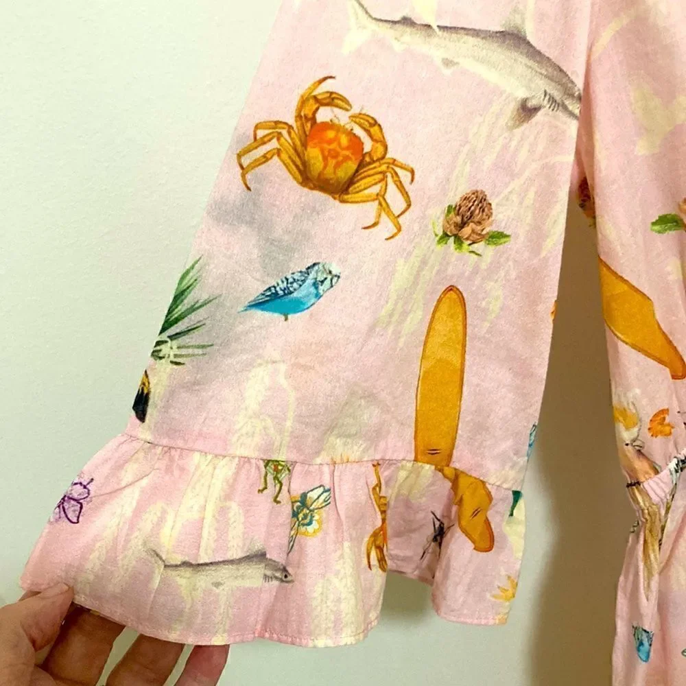 Milla by Camilla NWOT Girls Pink Nature Print Cotton Playsuit. Size 10