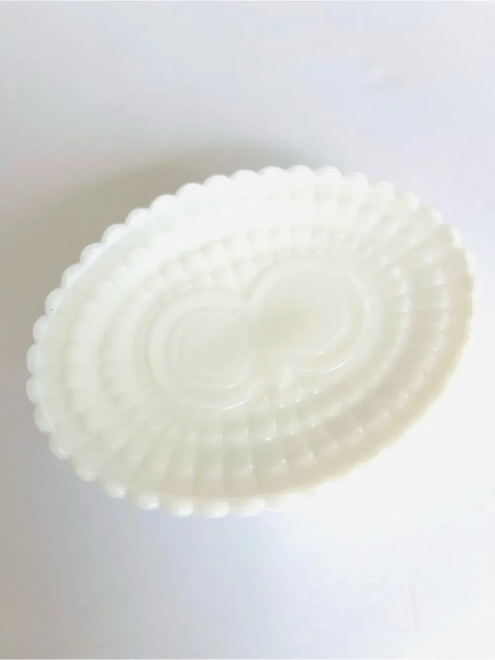 Vintage Owl Pedastal Soap Dish White Hobnail Glass Oval Decorative Whimsical