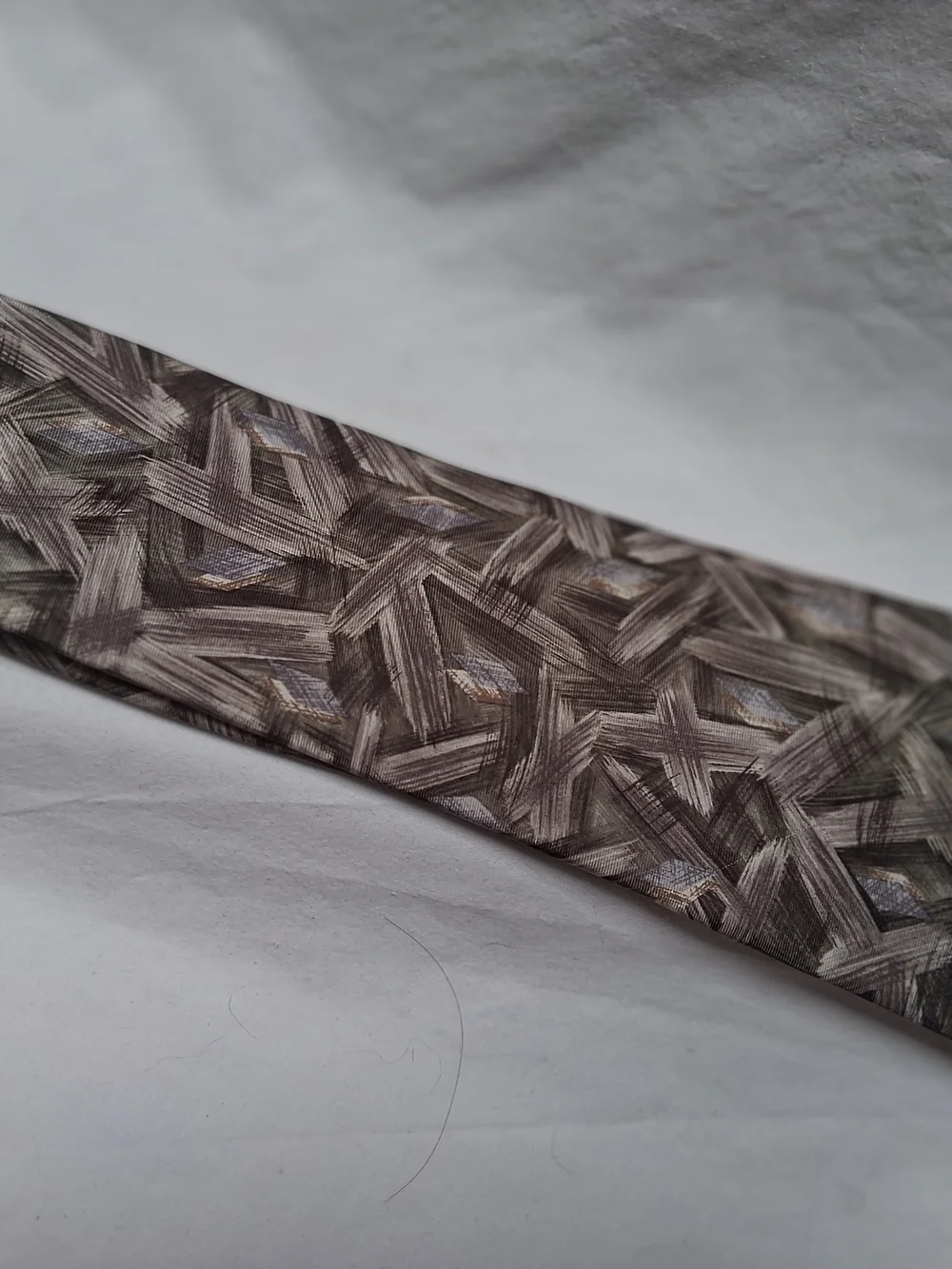Pierre Cardin Brown and Gray Abstract Brushstroke Silk Tie