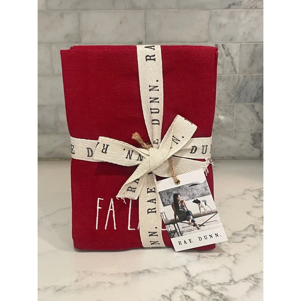 Rae Dunn Joy‎ Napkins Set of 4 Red 18x18 Cotton Holiday Christmas