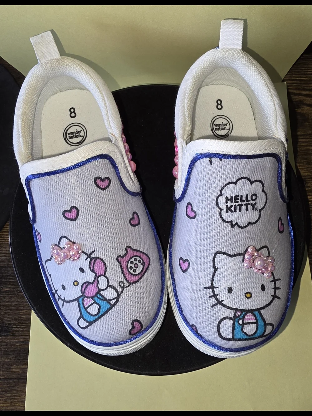 Hello Kitty Girls' White and Pink Slip-On Sneakers - Size 8