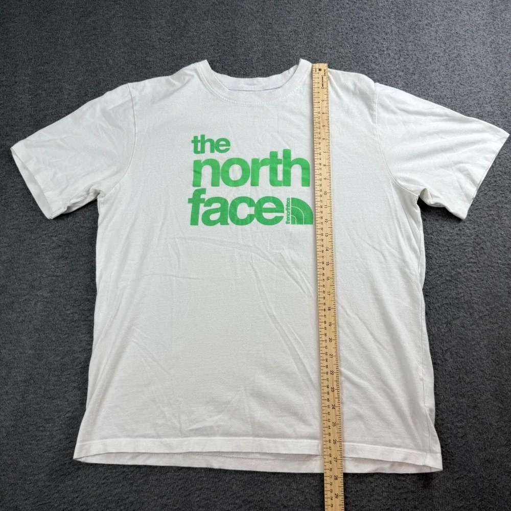 The North Face T-Shirt Men's Large White Green Graphic Logo Short Sleeve Tee