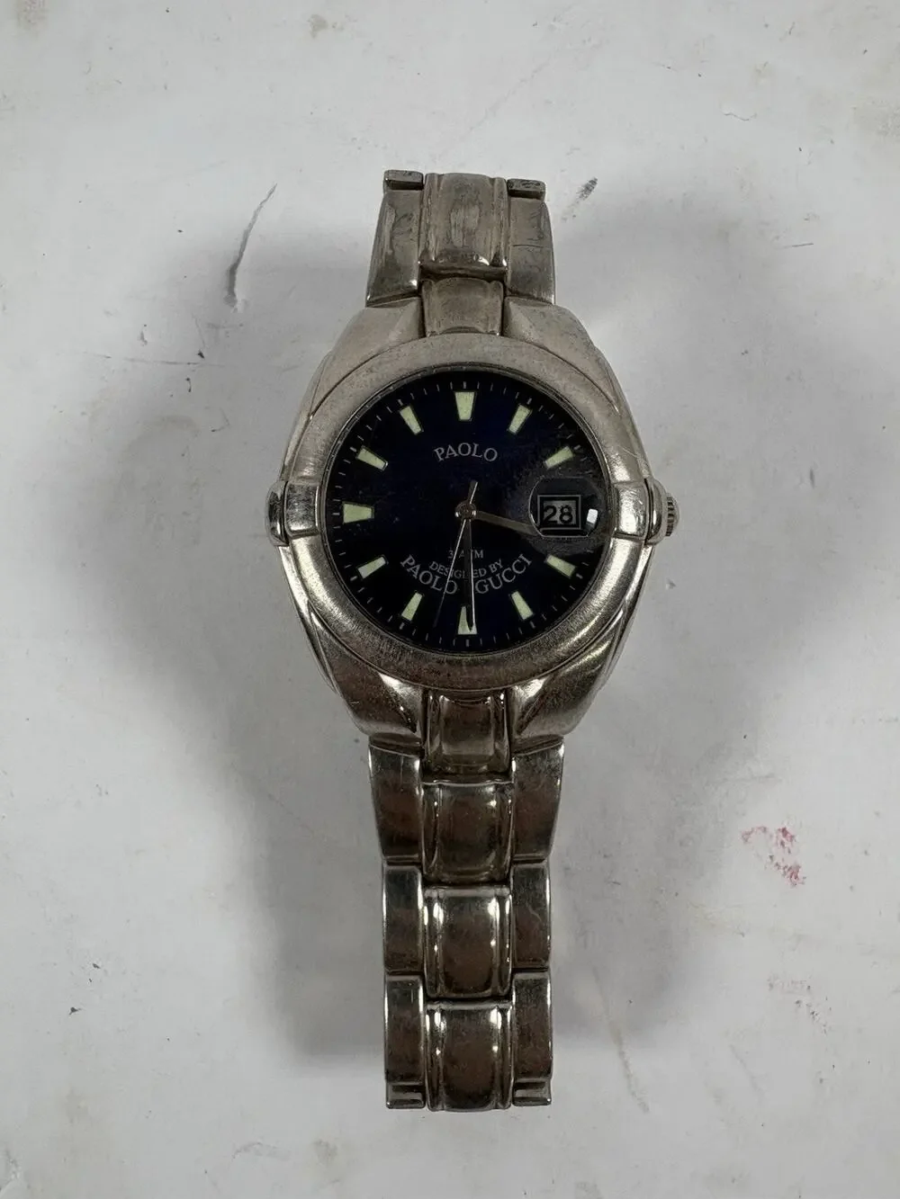 Paolo Gucci PAM Date Blue Dial Quartz Watch Japan Mens Untested