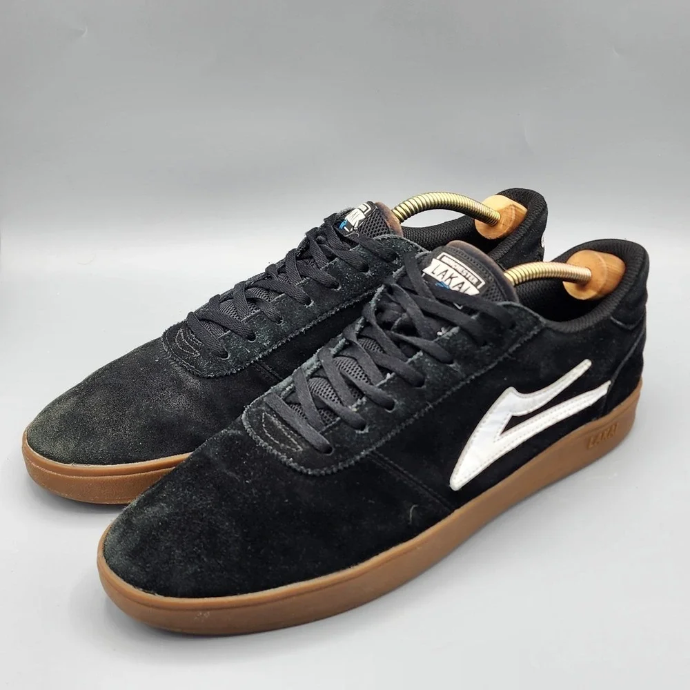 Lakai Manchester XLK Skate Shoes Sz 12 Black Suede White Gum Sole MS120-0200-B00