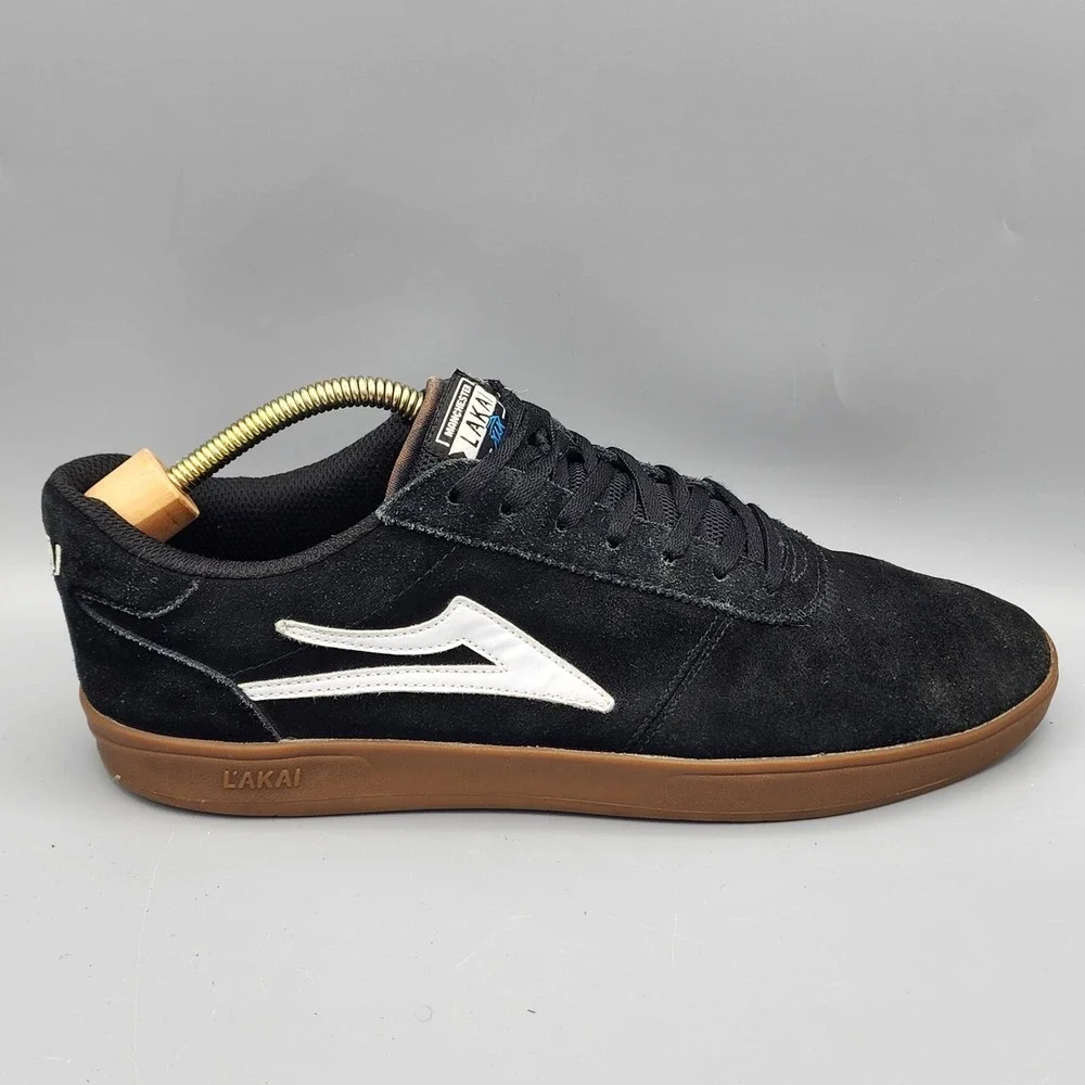 Lakai Manchester XLK Skate Shoes Sz 12 Black Suede White Gum Sole MS120-0200-B00