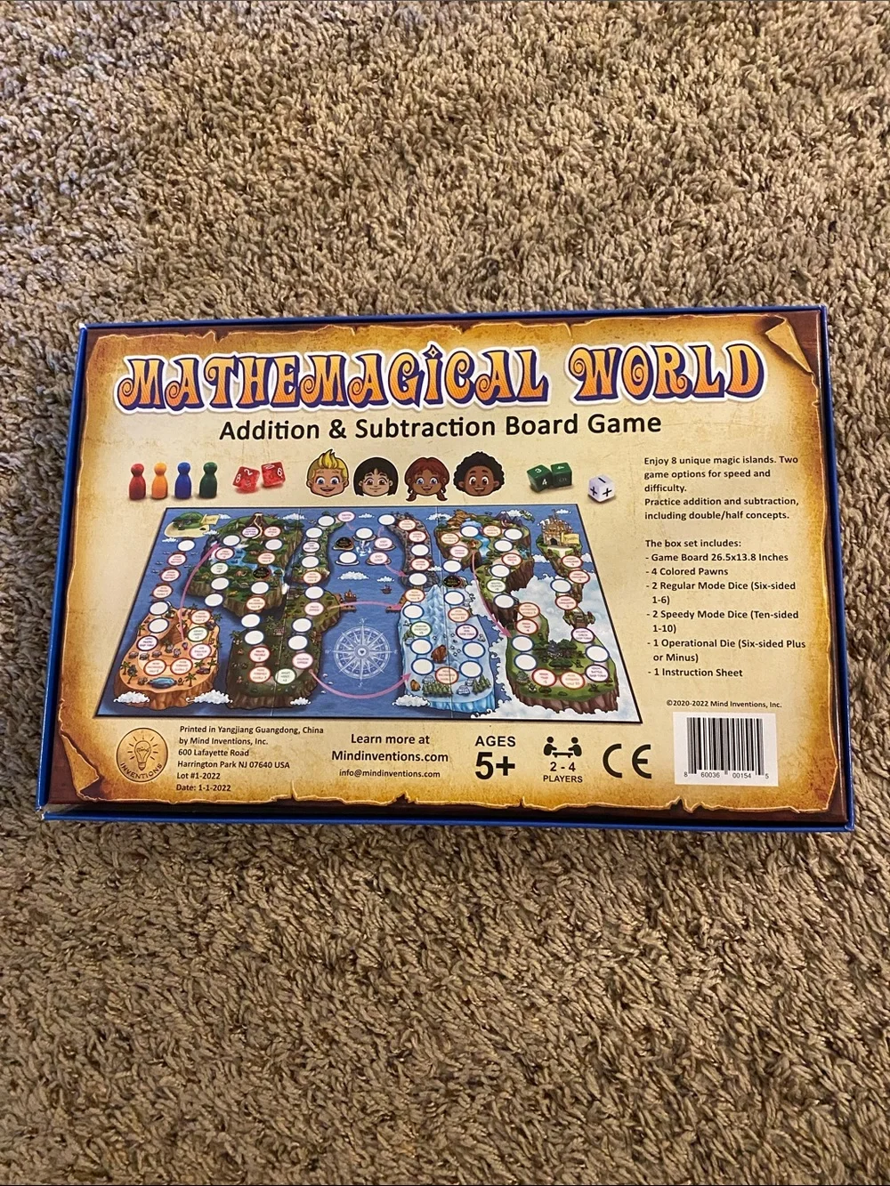 Mathemagical World Addition & Subtraction Board Game - Colorful Illustrated Box