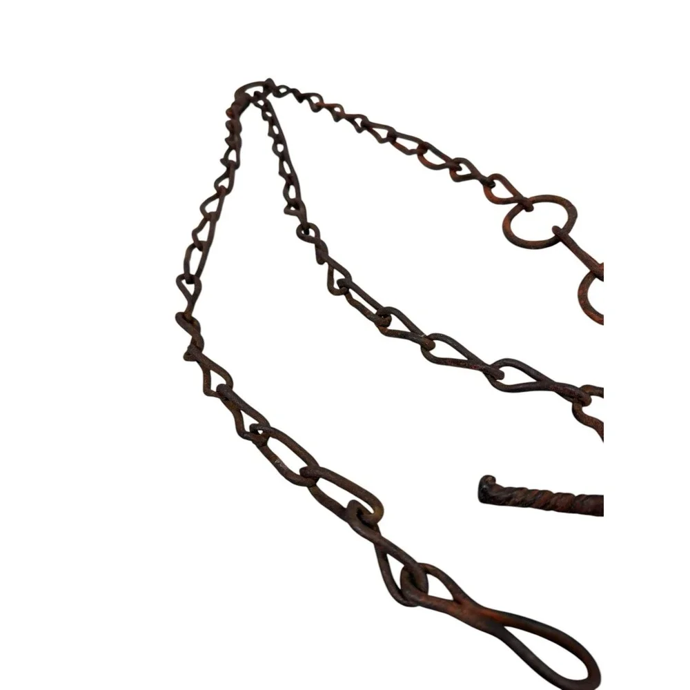 VINTAGE Antique bull or horse 3 piece leader neck chain Rust Primitive