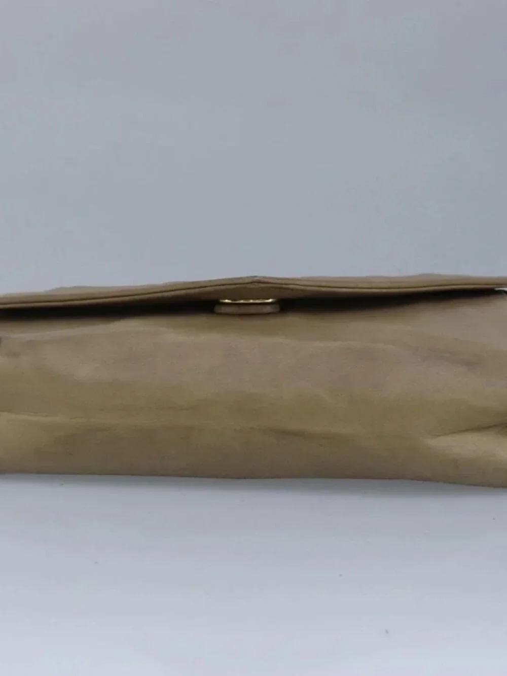 CHANEL Chain Shoulder Bag Lamb Skin Beige Gold CC Auth bs19652